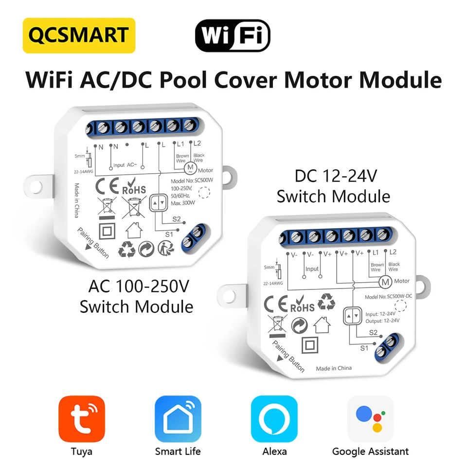 Tuya Smart Life WiFi Pool Cover Motor Switch Ovládač Modul AC a DC Kompatibilné hlasové ovládanie prostredníctvom Google Home Alexa