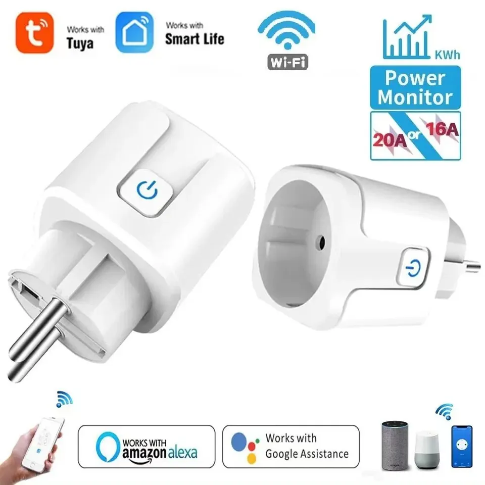TUYA SMART Plug WiFi Smart Socket EÚ 16A/20A s funkciou Monitorovania výkonu Funkcia hlasového ovládania Funkcie s Alexa Google Home