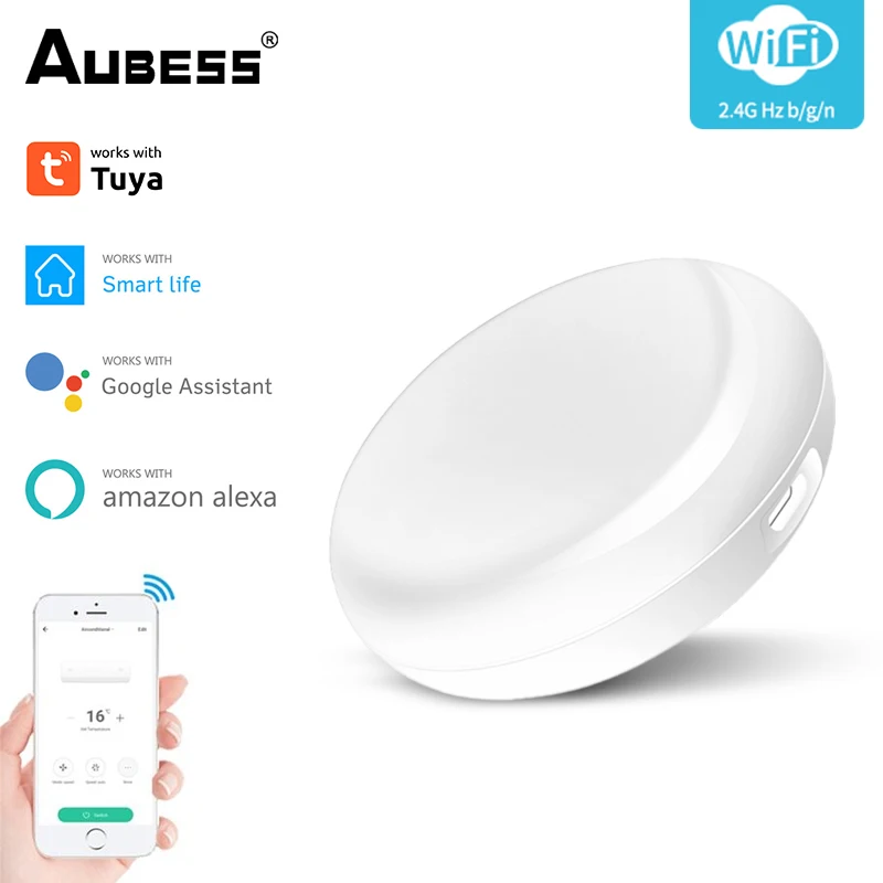 TUYA SMART Universal IR diaľkové WiFi so snímačom vlhkosti teploty pre televízor klimatizácie spolupracuje s Alexou, domov