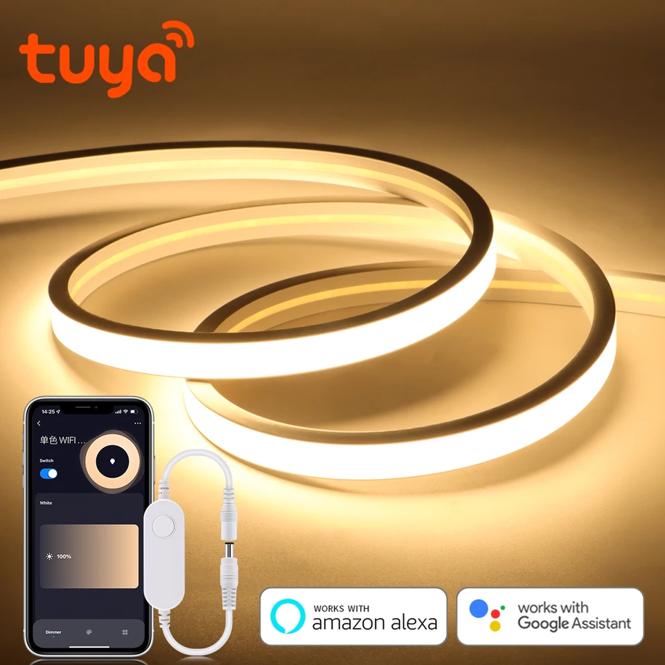 TUYA SMART WIFI APP DC 24V COB LIGHT LED Strip Neon SILICA GEL TAP BUSSE DIY DOMOVÁ DETÁRA PRÁCA S Alexa Google HOME