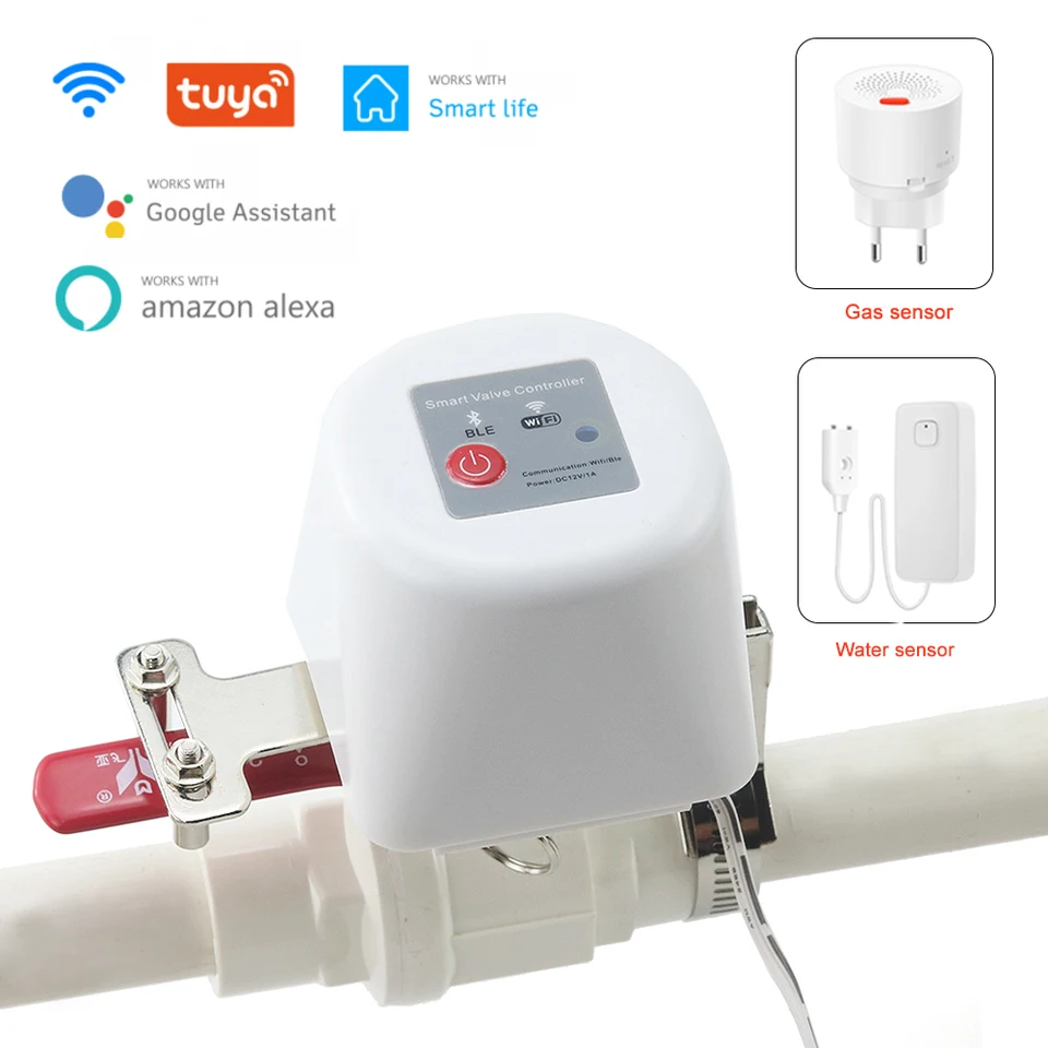 TUYA SMART WIFI Vodný ventil Bluetooth Timer Garden Faucet pre podporu ovládača plynu Alexa Google Assistant SmartLife App