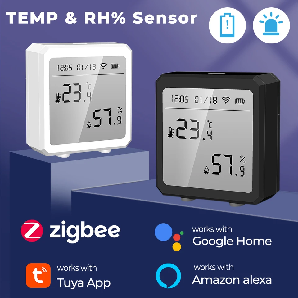 Tuya Smart Zigbee Teplota a vlhkosť senzor s LCD obrazovkou vnútorným hygrometovým teplomerom spolupracuje s domom Alexa Google Home