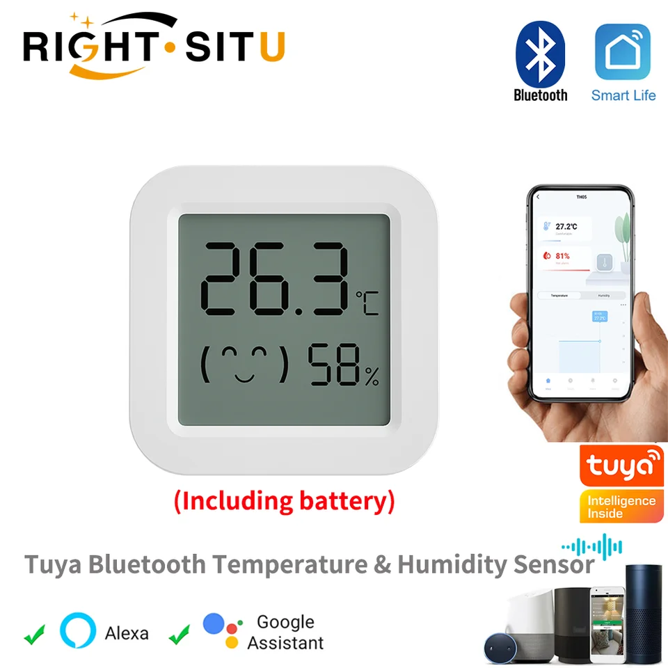 Tuya teplota senzora vlhkosti Mini LCD Digitálny displej kompatibilný s hydromometra DIBETOTH APP Bluetooth