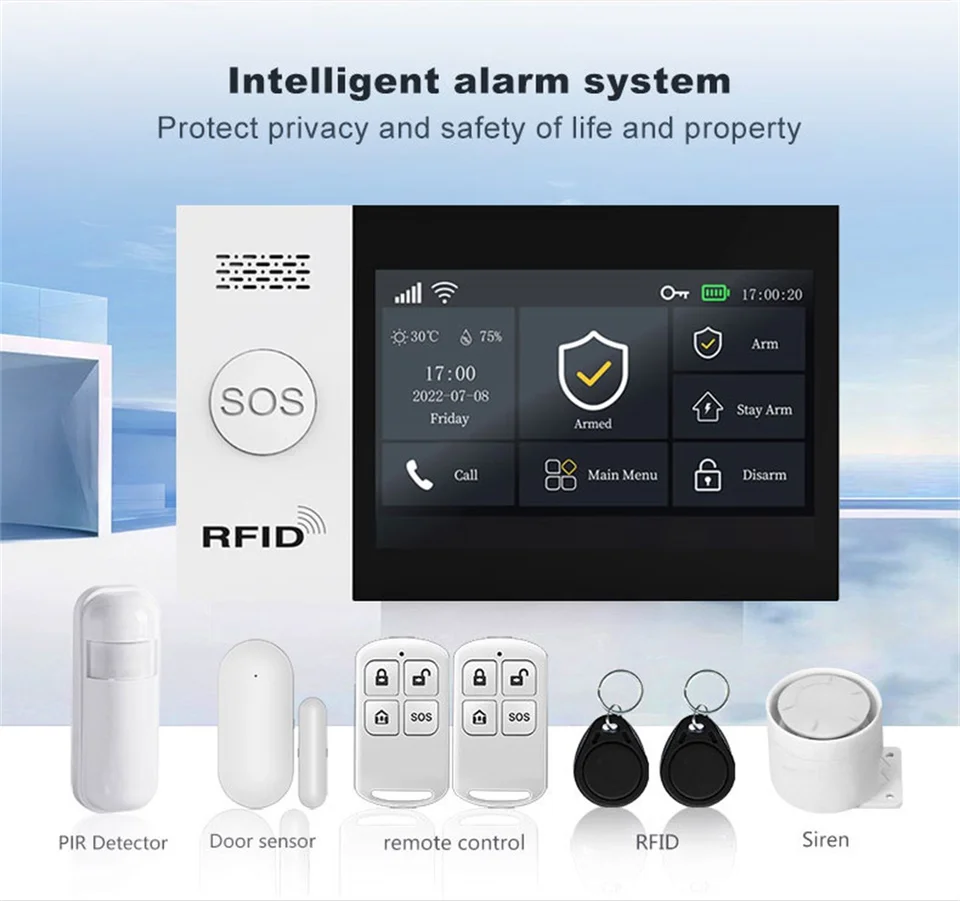 TUYA WIFI Bezpečnostné alarmy pre dom 2G/4G Wireless Home Alarm System Smart Home Alarme Alarme Alarme MAISON SPORTAL ALEXA