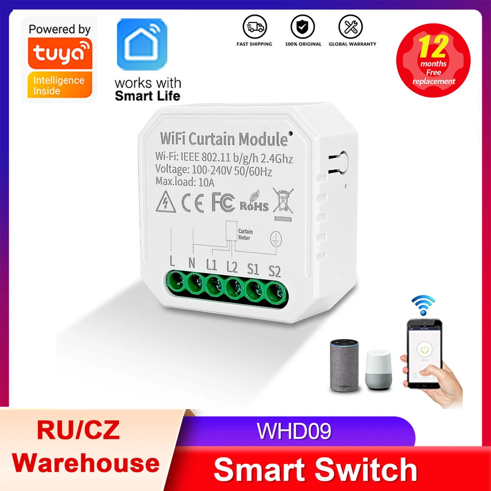 Tuya wifi curtain žalúzie Modul spínač valcový motor Smart Control Control Ovládanie hlasového ovládania podpory Alexa Google Home