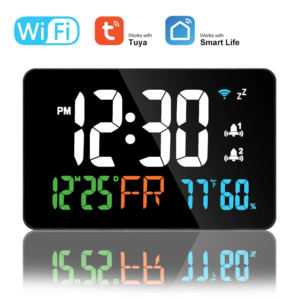 Tuya WiFi Desktop Electronic Clock Calendar Intelligent Termometer Hygrometer s digitálnym zobrazením LED displeja App Drimote View pre domov
