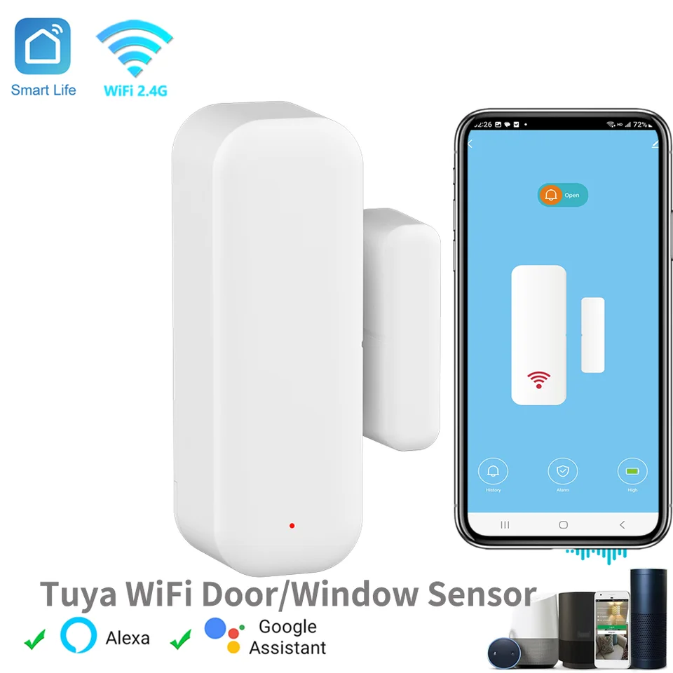 TUYA WIFI DVERE SENZOR SNÚCIE SNÚCIE SNÚCIE SNÚTROM HOME HOME DOMÁCNE DOBROVANIE DOWER DETEKTOR SMART ŽIVOTA APP DISTOČNÉ Ovládanie pre Alexa Google Home