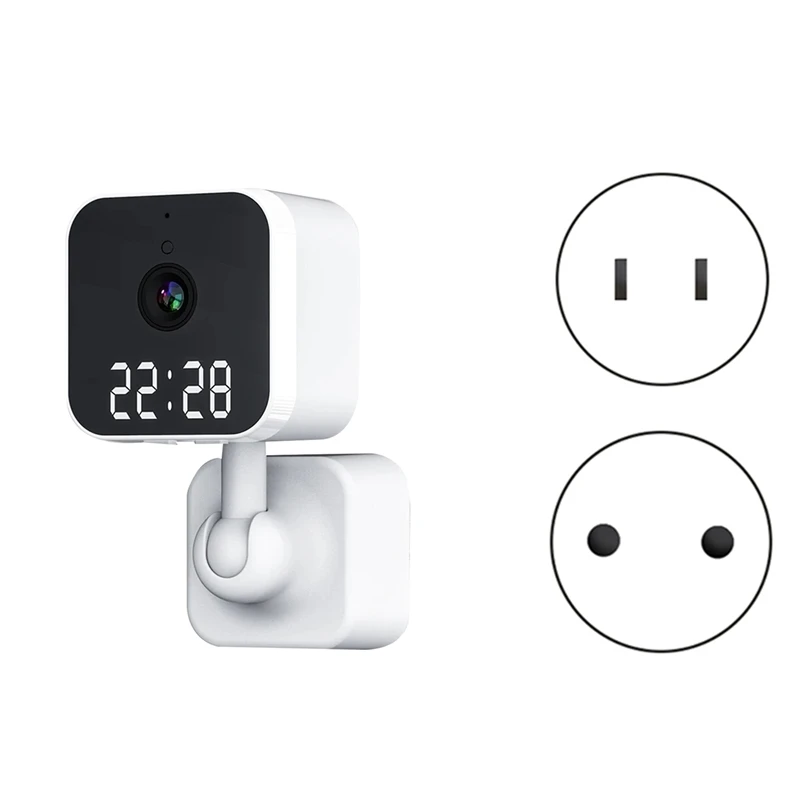 TUYA WIFI Fotoaparát s digitálnymi hodinami v interiéri domácej bezpečnosti nočné videnie VIDEO DORUKA DORUKA DOBRÉHO NÁHODNÉHO COMOANA WHITE US Plug
