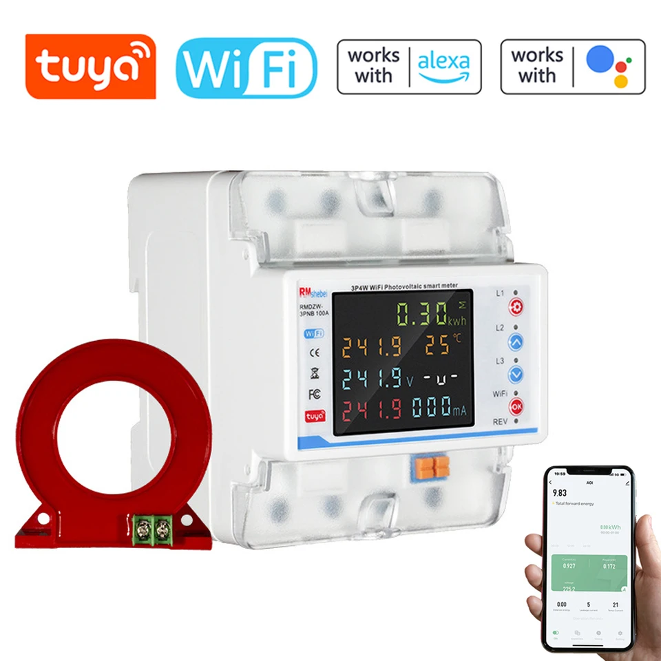 TUYA WIFI inteligentné istič Circuit Metering 3P4W Trojfázový prepínač pre spínač inteligentného domáceho diaľkového ovládania inteligentný prepínač inteligentného ovládania