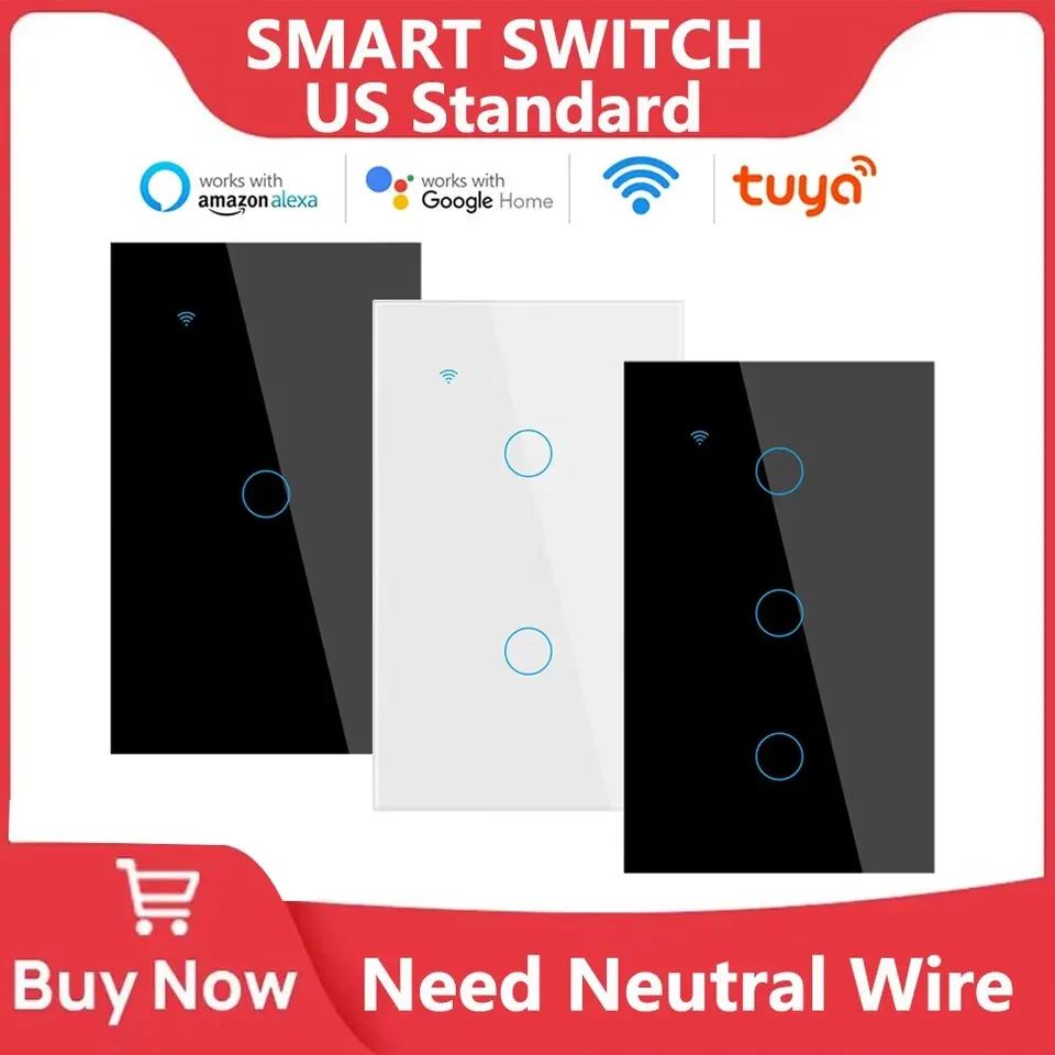 Tuya wifi inteligentné svetlo prepínač neutrálny drôt požadovaný na stenu prepínač nás inteligentná životná práca s Alexa Google Home 1/2/3/4 gang