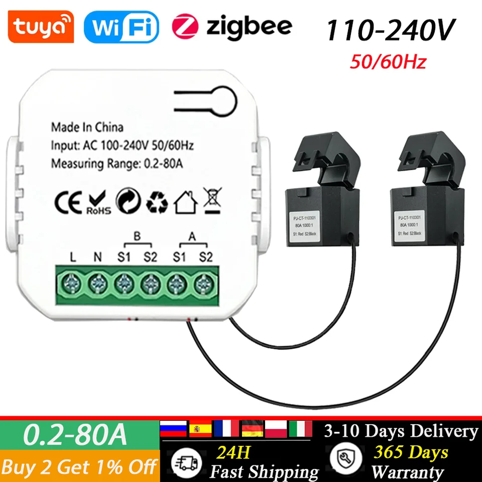 TUYA WIFI Intelligent Energy Meter Solárny PV systému Výroba Spotreba obojsmerného monitorovania metra App Control CT