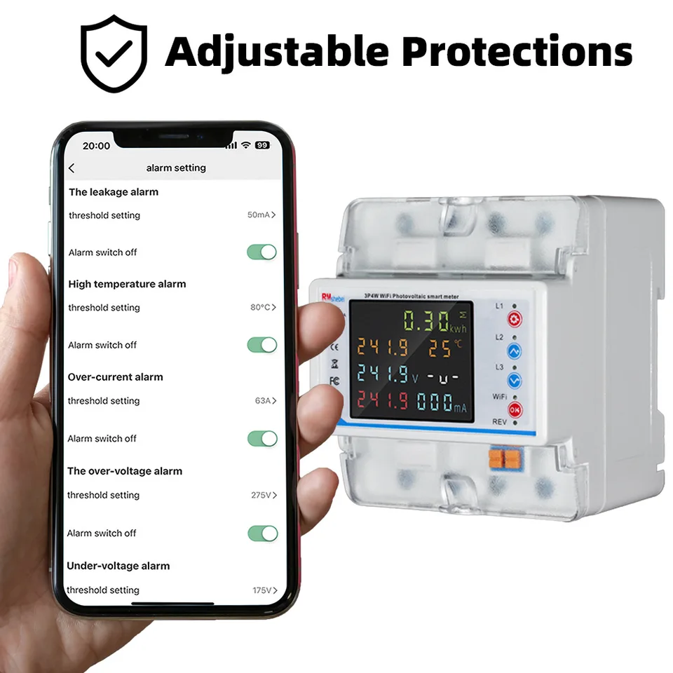 TUYA WIFI Intelligent istič automatického prepínača 3-fázový 4-vodičový spínač LCD DISPLET ENERGETRE AUTOMATIC