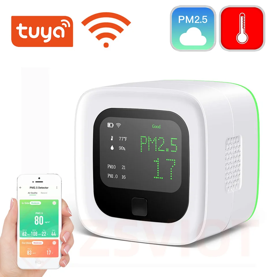 Tuya wifi PM2.5 Monitorovanie senzoru Kvalita ovzdušia Analyzátor plynu Detektormperatúra vlhkosti Sensor plynový tester PM10