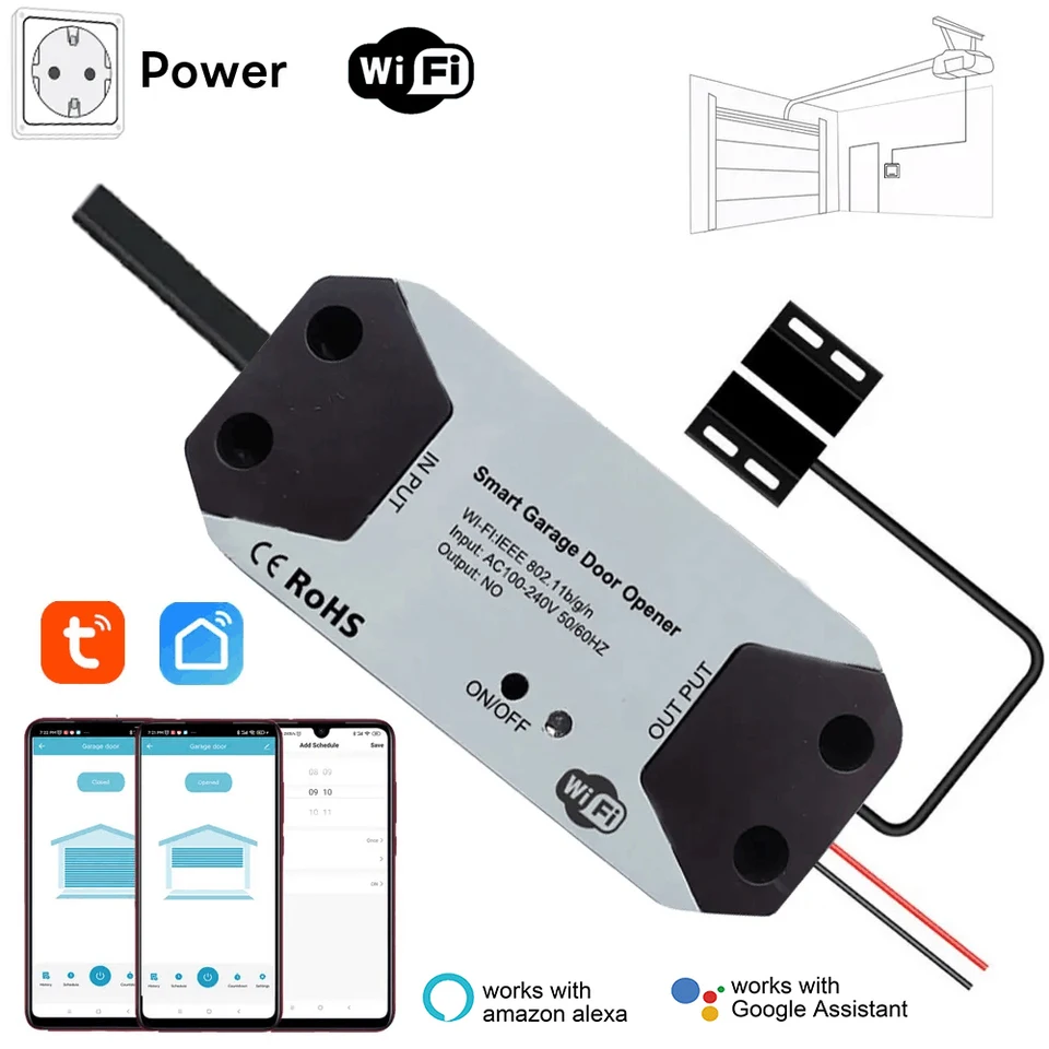 TUYA WiFi prepínač garážových garážových dverí ovládač inteligentných dverí Otvárač práce s Alexa Google Home Smart Life TUYA Control App Control No Hub nevyžaduje