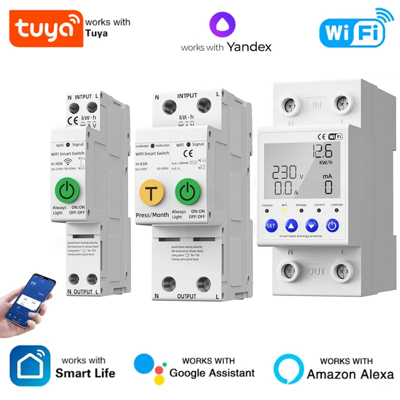 TUYA WIFI SMART Circuit istič nad prúdom pod napätím na ochranu napájania SMART SWINT pre Alexa Google HOME YANDEX