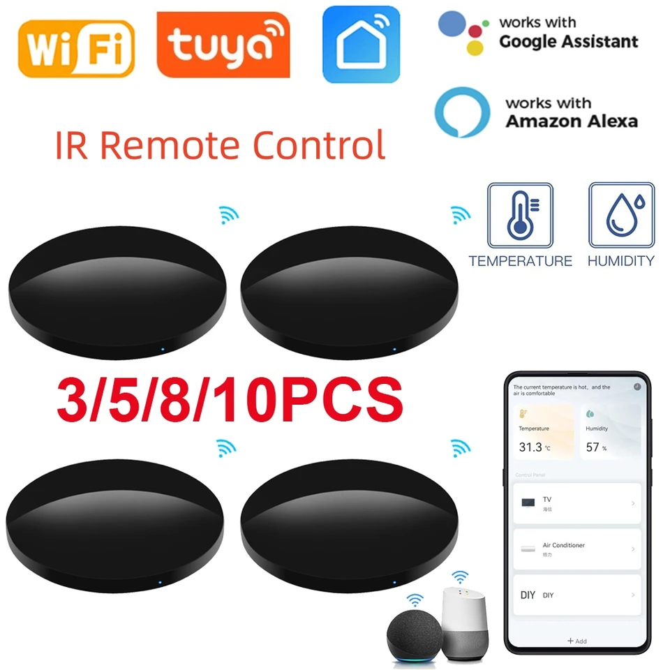 TUYA WiFi SMART IR Universal diaľkové ovládanie s termo-hygrometrom DVD klimatizáciou pracuje s Alexa Google Home Yandex Alice
