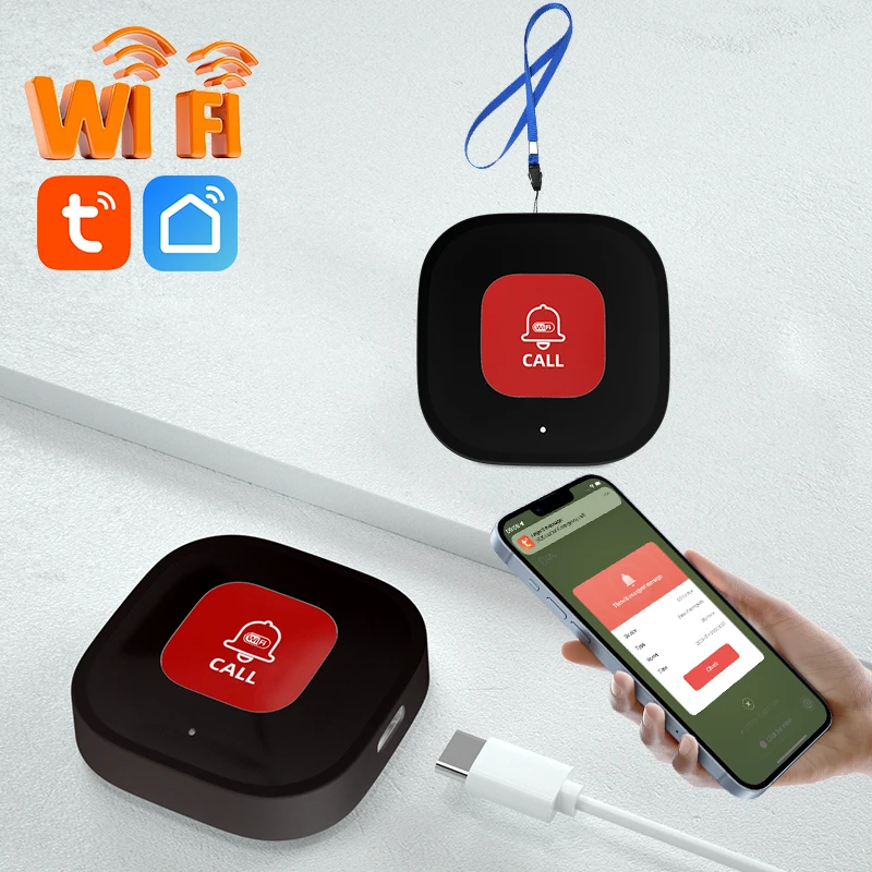 TUYA WIFI SMART SOS TLOVANIE TLAČIDLA PRE TLAČIDLO WIRELESS CAREGIVER PAGER VLASTNÍK PROSPOROVANIE PROBLÉMU TLAČIDLO