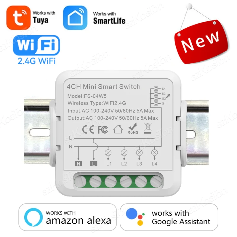 Tuya WiFi Smart Switch Modul 1/2/3/4 Automatizácia gangov DIY Breaker Podpora 2 Way Control Smart Life Funguje s Alexa Google Home