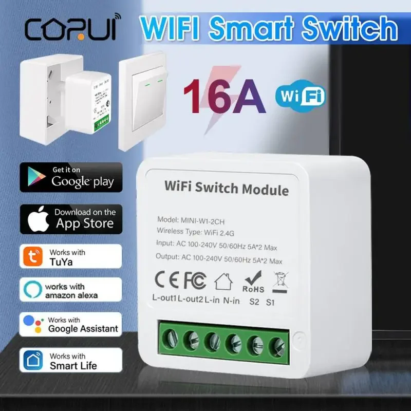 Tuya WiFi Smart Switch Modul 1/2/3/4 Gang Dual Way Control prostredníctvom aplikácie Smart Life App Alexa Home Yandex Alice Voice Control