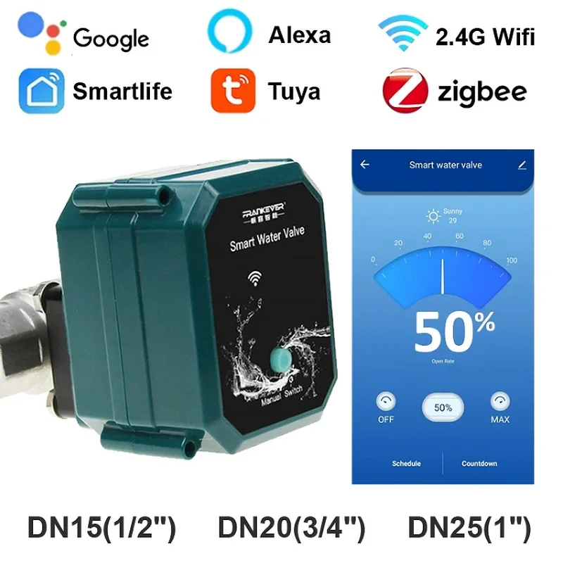 TUYA WIFI Vodný ventil vypnite rýchlosť vody 0% až 100% ZIGBEE GULLILE GARDEL GARDEL