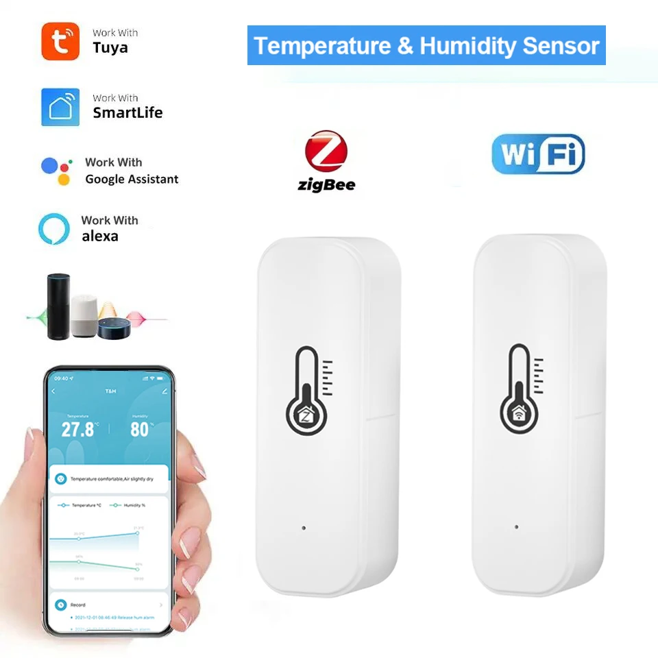 TUYA WIFI/ZIGBEE Teplota a vlhkosť inteligentný domáci teplomer Hygrometer Aplikácia Diaľková práca Alarm Práca s Alexa Google Home