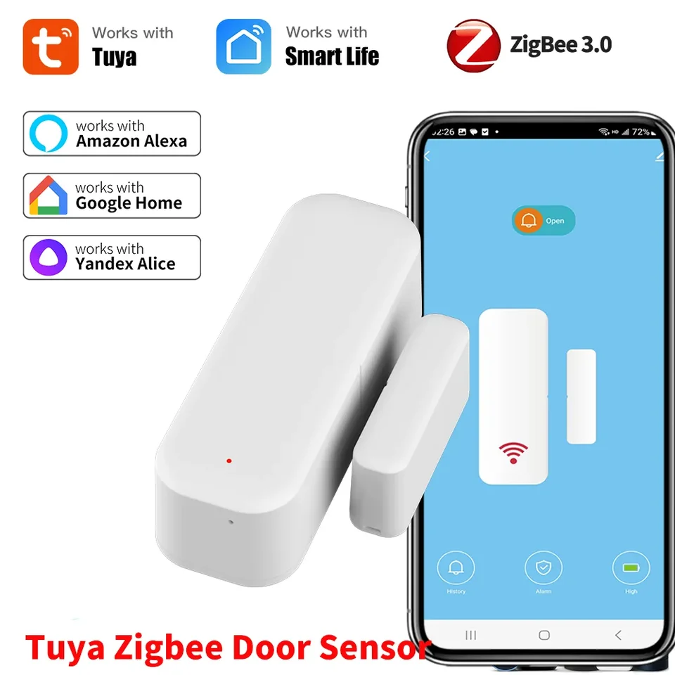 TUYA ZIGBEE 3.0 Snímač snímača senzora dverí Kontaktný senzor pre inteligentný domáci inteligentný život App diaľkové ovládanie kompatibilné s Alexou
