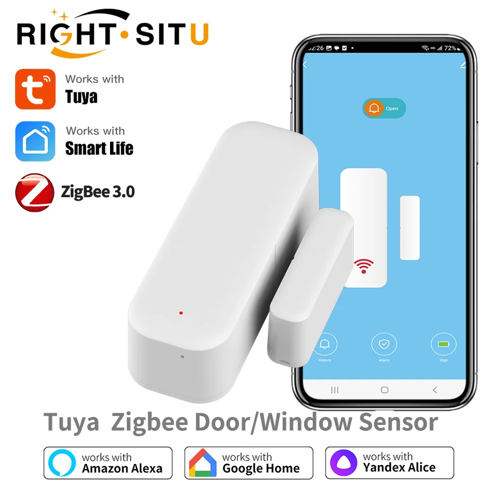 TUYA ZIGBEE 3.0 Snímač snímača senzora dverí Kontaktný senzor pre inteligentný domáci inteligentný život App diaľkové ovládanie kompatibilné s Alexou