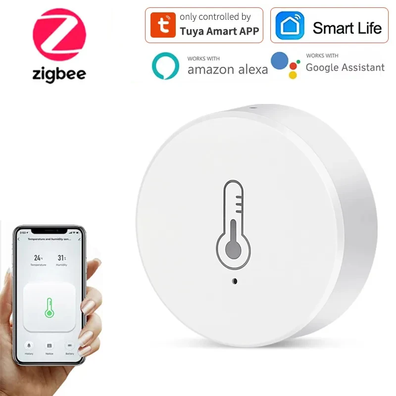 Tuya Zigbee inteligentná teplota a vlhkosť snímača batérie napájaná do TUYA Smart Life Security Práca s Alexa Google Home Assistant