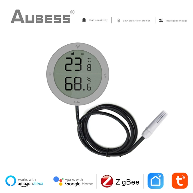 Tuya Zigbee inteligentná teplota a vlhkosť snímača fermentácie fermentácie vysokej presnosti s drôtenou sondou cez Alexa Google Home