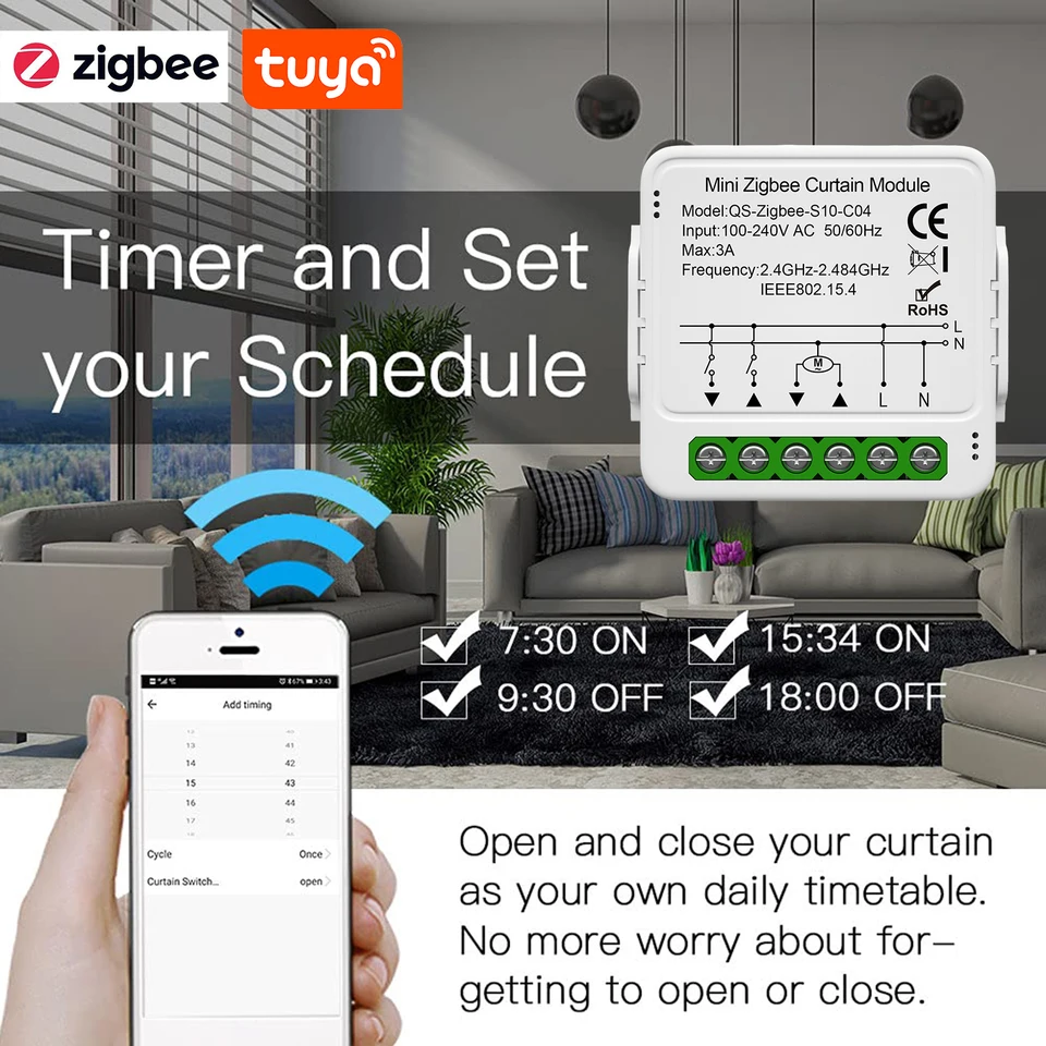 TUYA ZIGBEE SMART CONTAIN SWINT MODUL Domov inteligentný spotrebič clev slepých roliek Rollery Roller Control Control hlasové ovládanie hlasu