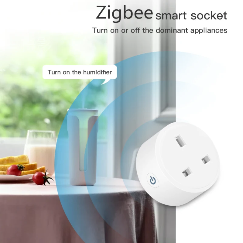 Tuya Zigbee Smart Socket UK Plug 15A Domáca napájací monitor Power outlet Smart Life Voice Control Aleax načasovanie DIY Adapter Socket