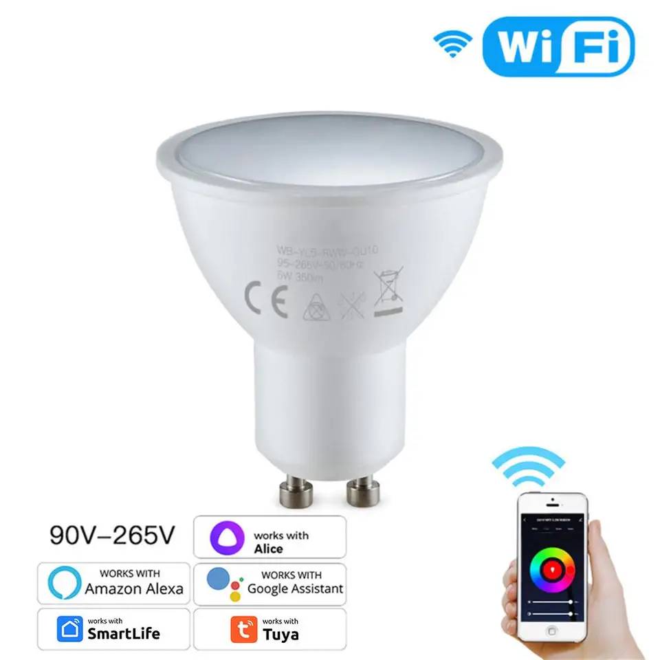TUYA ZIGBEE/WIFI inteligentná žiarovka GU10/GU5.3/MR16 RGB SMALIBA LED LAMP 5W SMART LIFE CONGLEGE CONTROL CONTROL Prostredníctvom Alexa Google HOME