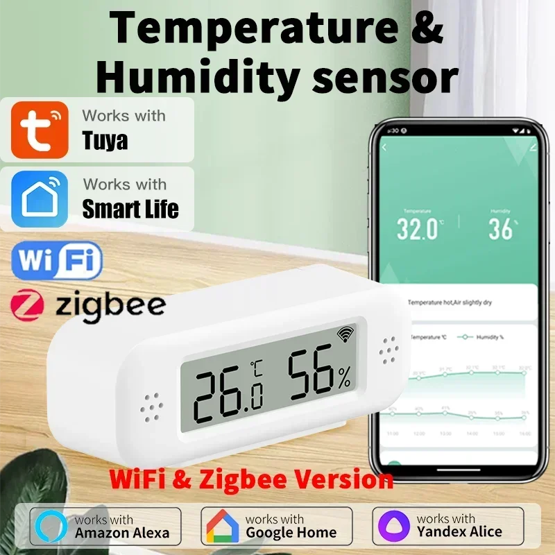 Tuya Zigbee wifi mini teplotná vlhkosť pre inteligentný domáci teplomer App Diaľková práca s Google Home Yandex Alexa