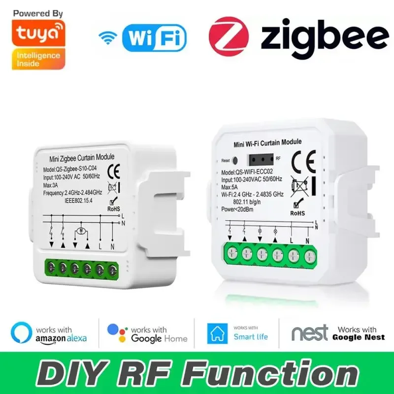 Tuya ZigBee/WiFi Smart Curtain Switch Modul pre motoru pre slepé rolety QS-S10-C04/ECC02 Switch Switch Switch Google Home Alexa