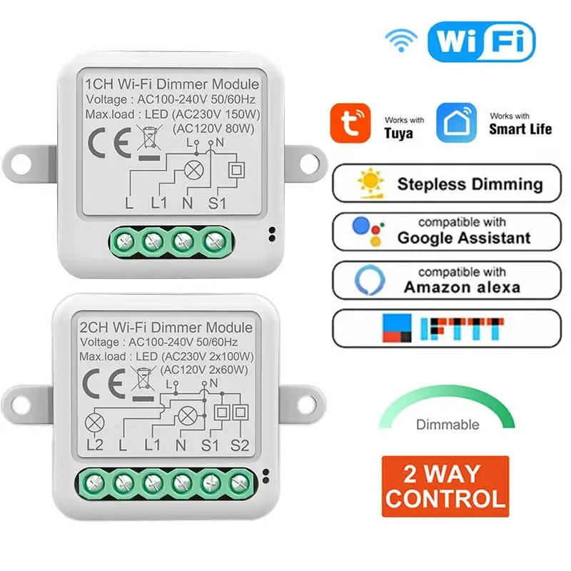 Tuya Zigbee WiFi Smart Switch Modul/stmievanie Žiadny neutrálny drôt požadovaný inteligentný domáci domáci osvetlený istič pracuje s Alexa Google Home