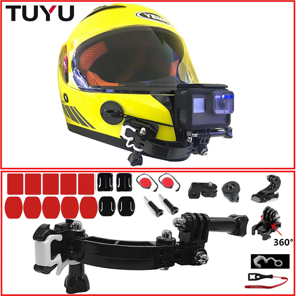 Tuyu pre GoPro Accessories 4 spôsoby gombíka pre gramofón pre HERO987 6 5 DJI Osmo akcia sjcam Ekenotorcycle prilba bracket brady