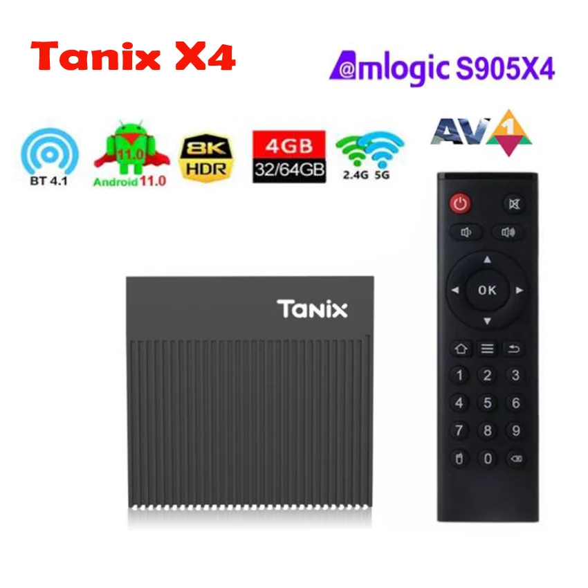 TV 5PCS TANIX X4 TV box Android 11.0 Amlogic S905X4 4G 32G 64G 2,4G 5G DUAL WIFI BT YouTube HD HD SMART Media Player 8K 8K