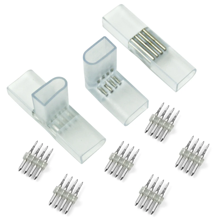 Tvar ilt 2 PIN 4 PIN CONGEKTOR PRE 8MMX16MM 9MMX18MM NEON LIGHT 2835 5050 Konektory 110V 220V RGB Neon LED pásik