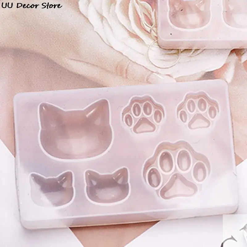 Tvar mačky epoxy DIY Silikónová pleseň mačaca tvár Cat Claw Bear Paw Keychain Šperky prívesok živice živice forma pre ručne vyrábané umelecké remeselné náradie