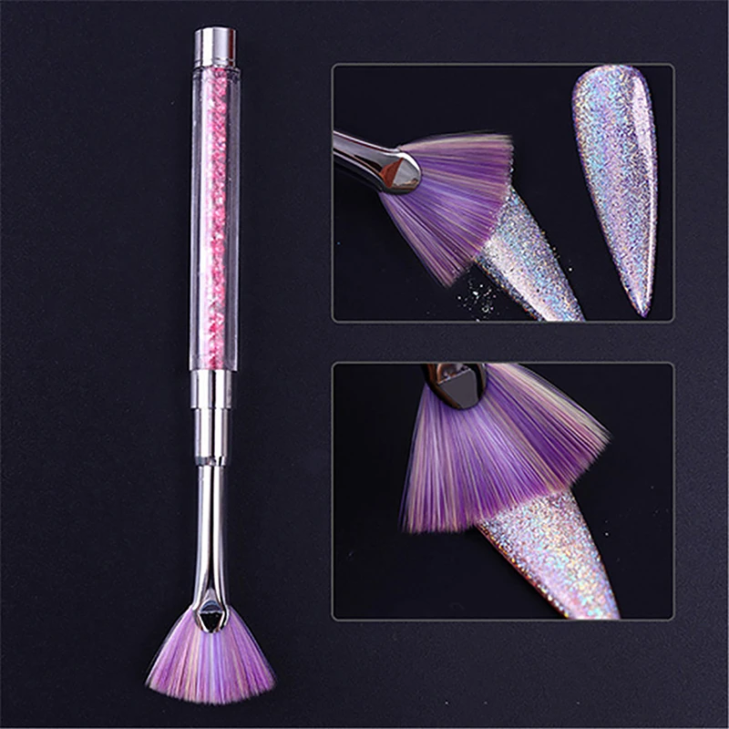 Tvar ventilátora nechty kefka Gradient Glitter Prach Prášok Remover na nechty kreslenie kreslenie pero maľba kamienok rukoväť manikúrového náradia salón