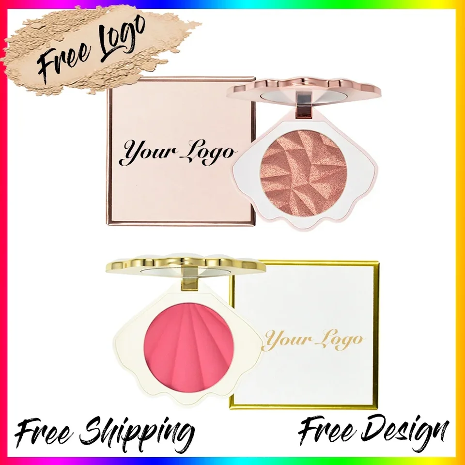 Tvar škrupiny Blush make-up zvýrazňovač súkromný štítok očný tieň jemný netučný prášok s jedným bronzerom veľkoobchodný blusher