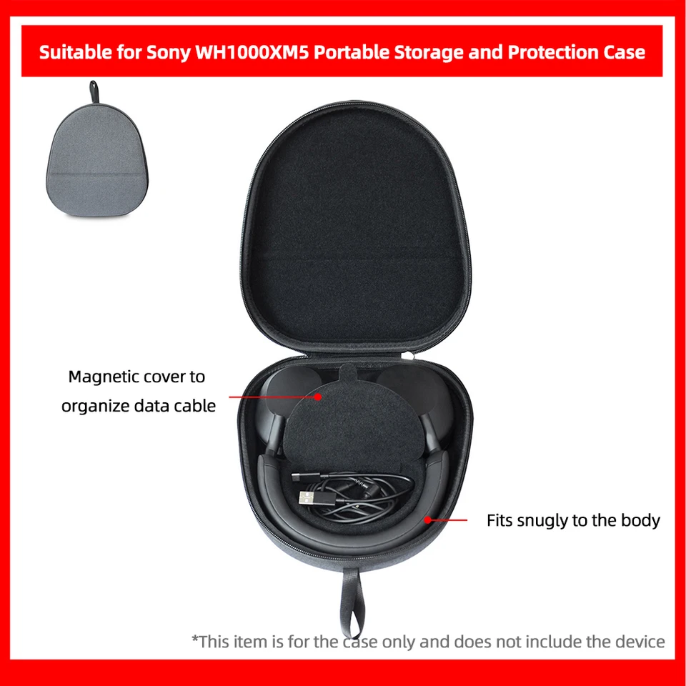 Tvrdo prenosný puzdro proti prenosnej prenosnej úložnej skrinke EVA Anti-Scratch Hardshell Case Anti-Drop pre slúchadlá Sony WH-1000XM5