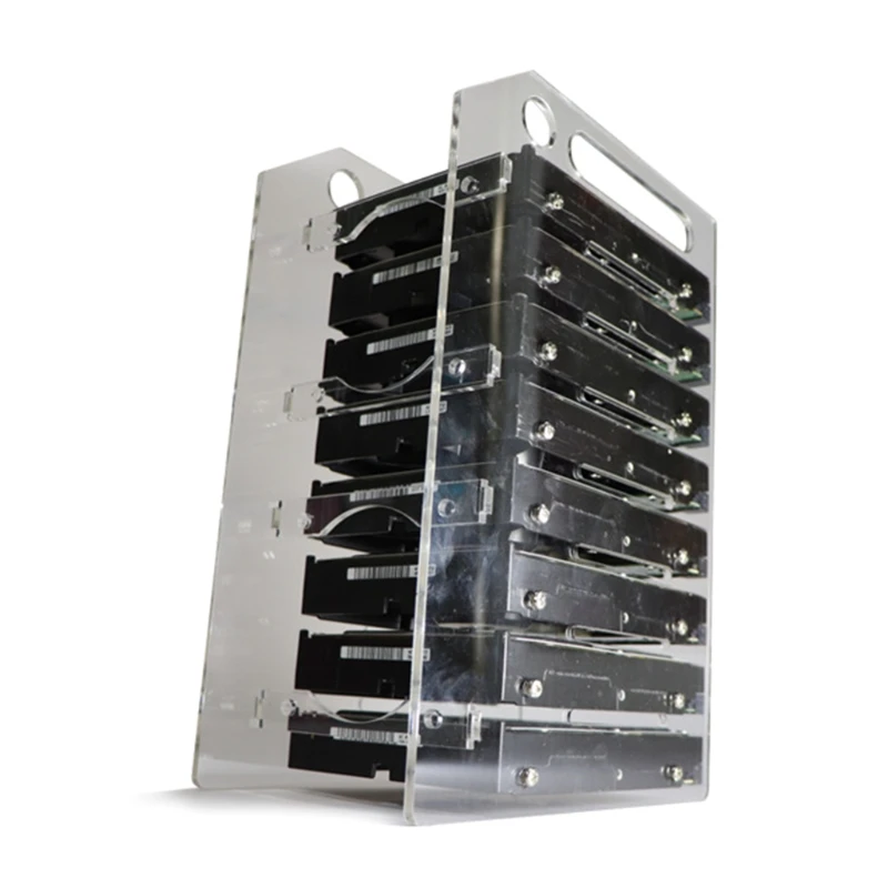 Tvrdá držiak pre 3,5 palca HDD SSD DIY Storage Acryl Acryl Rack Chladiaca ventilátor 96BA
