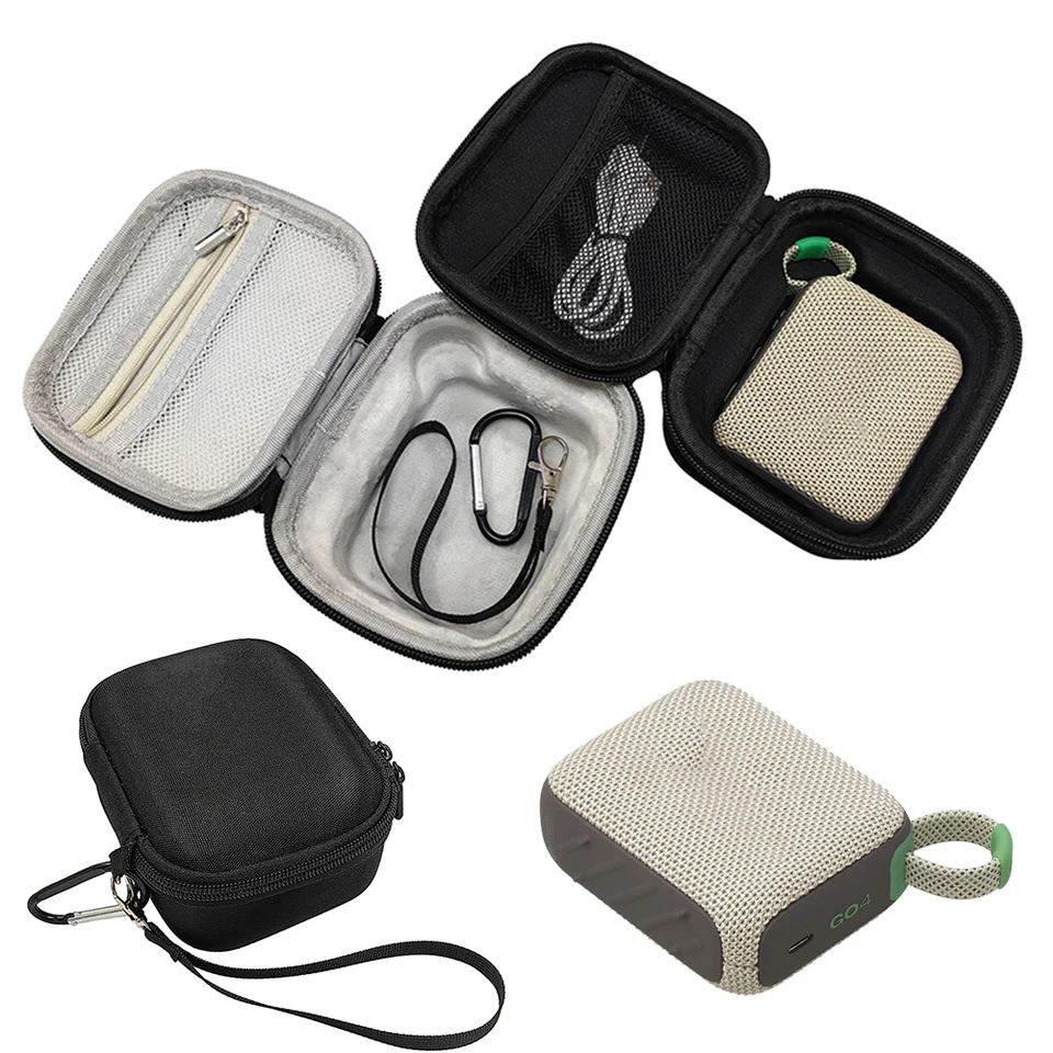 Tvrdé puzdro proti štrbine tvrdé cestovné puzdro s ručným lanom a Carabiner Travel Pursicture Case pre JBL Go 4 Prenosný reproduktor