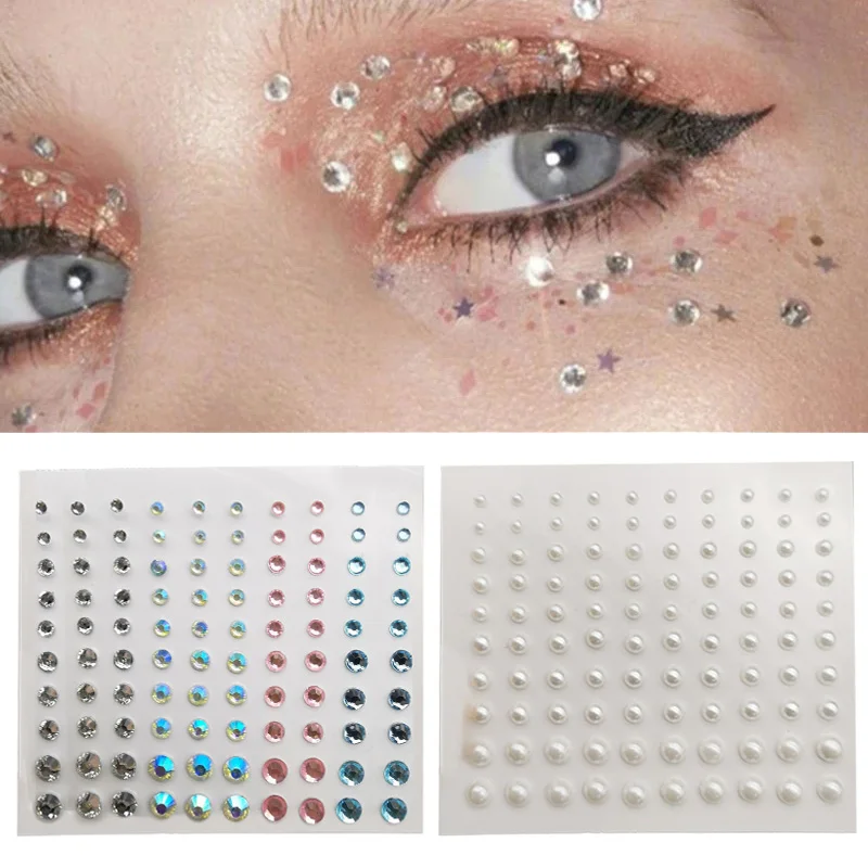 Tvár klenota nálepka kamienok Krištáľový make -up art očné tieňové tvár šperky Self Adhesive Dočasné tetovanie na nechty kozmetické nástroje na nechty