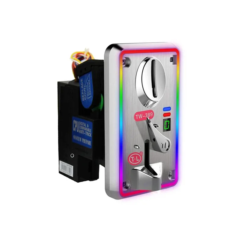 TW-389 Farebné svetlá Flash predný vstup Single Electronic Coin Selector CPU COIN COIN VALICAT pre práčku