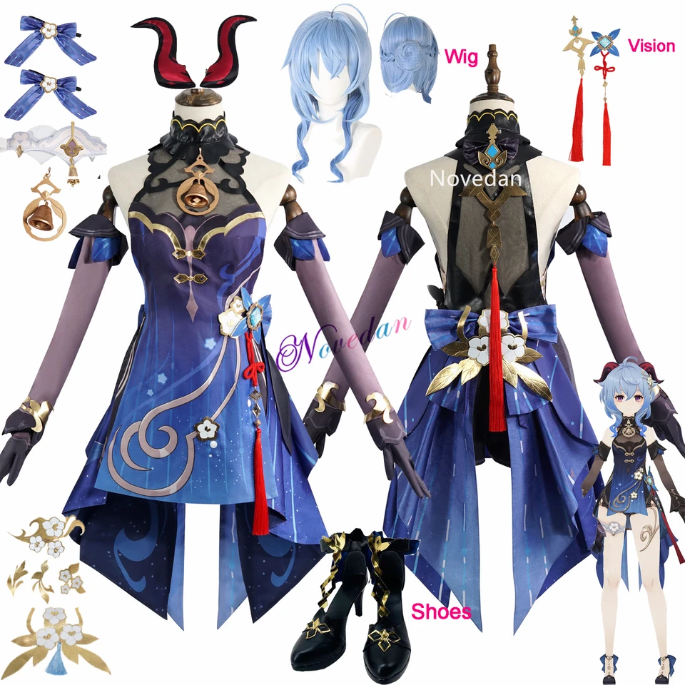 Twilight Blossom Ganyu Cosplay kostým Genshin Gan Yu Lantern Rite Rite Uniform topánky parochň