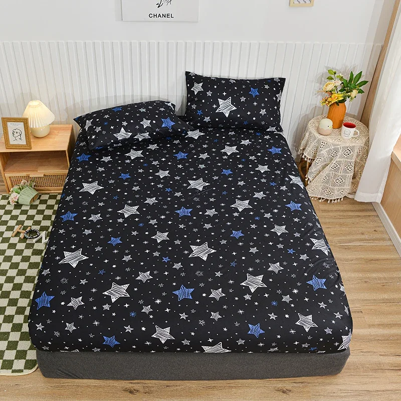 Twin Fitted Bed List s elastickým modrým kvetinovým potlačeným posteľným krytom Single/Queen/King Led Linen Reaktívny matracový kryt matrac