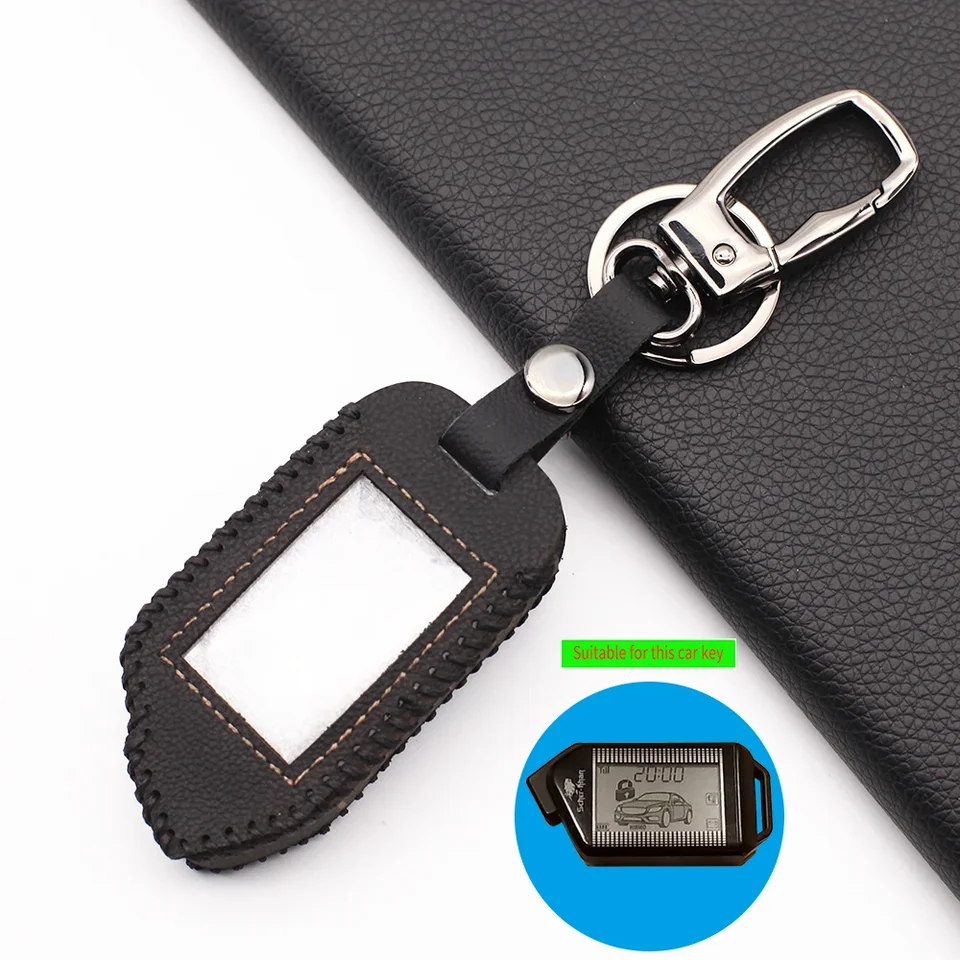 Two Way LCD vzdialený fob kožený pokrývka kľúča kľúča pre Sher-Khan Mobicar A Mobicar B Ruská verzia 2 Way Car Alarm System