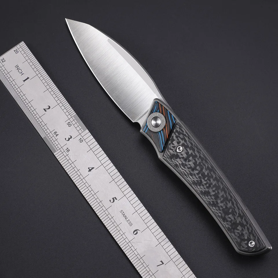 TWOSUN TS344 High-end Skladací nôž M390 Oceľová čepeľ Titán Titánové uhlíkové vlákno taktické prežitie vonkajšie rezanie vreckových nástrojov EDC